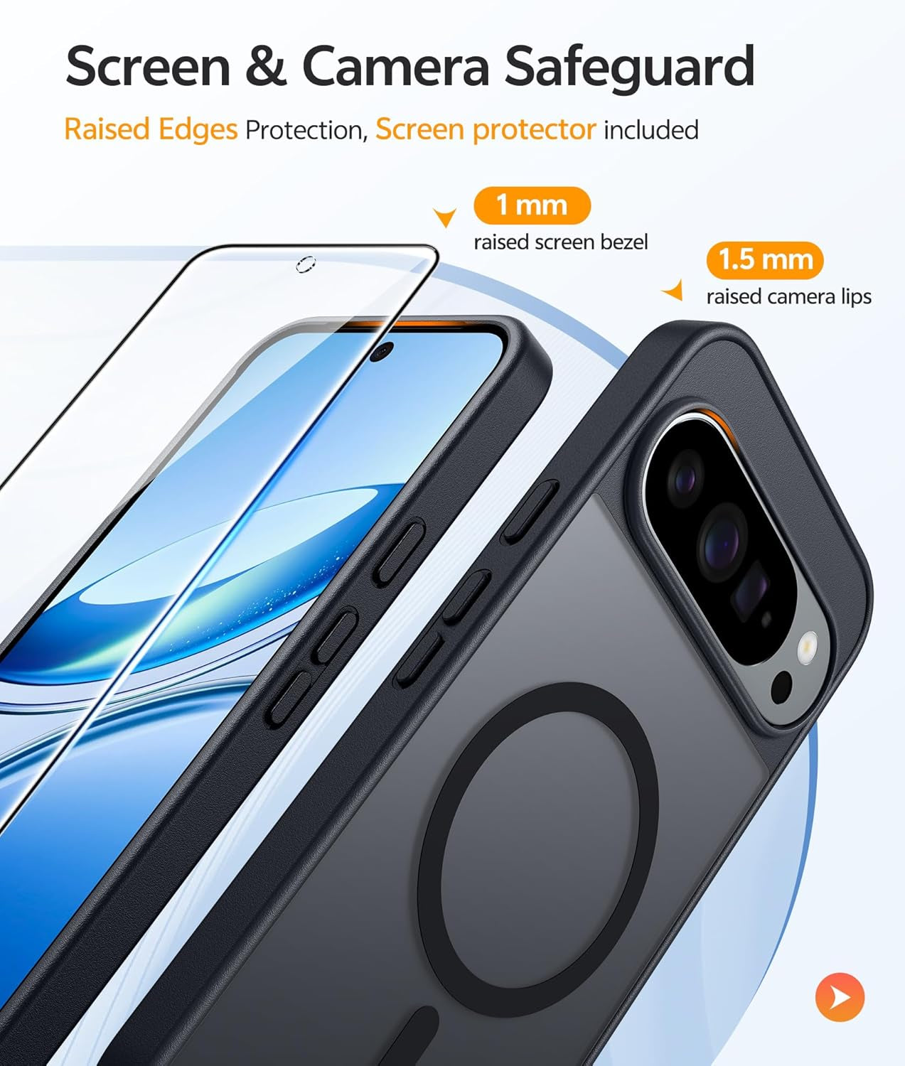 Funda para Google Pixel 10 y 10 Pro: Funda para Pixel 9 y 9 Pro | Funda magnética mate, resistente, translúcida y a prueba de golpes - Protección militar, resistente y delgada (6.3 pulgadas/Negro)