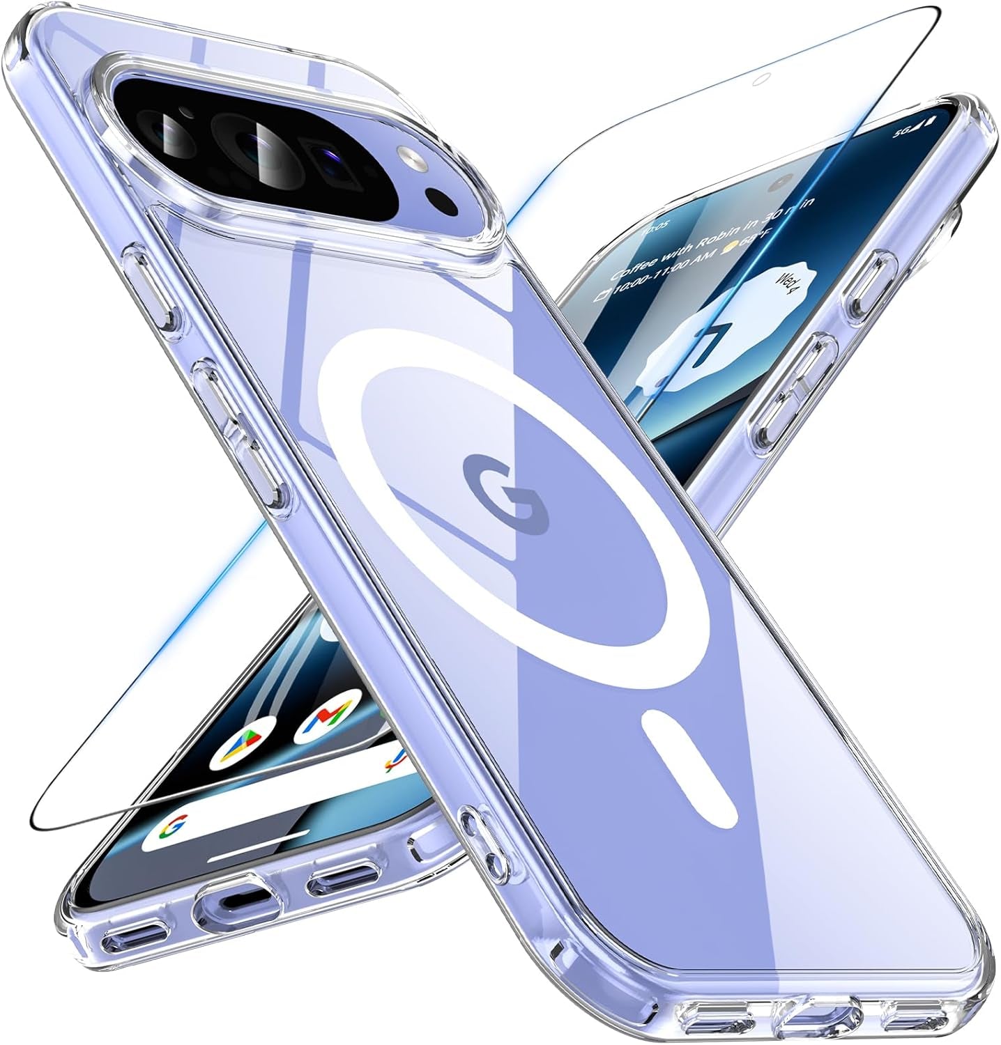 Funda para Google Pixel 10/10 Pro compatible con Magsafe con vidrio templado, [A prueba de golpes, militar], magnética, translúcida, delgada, protectora para Pixel 10/Pixel 10 Pro, verde