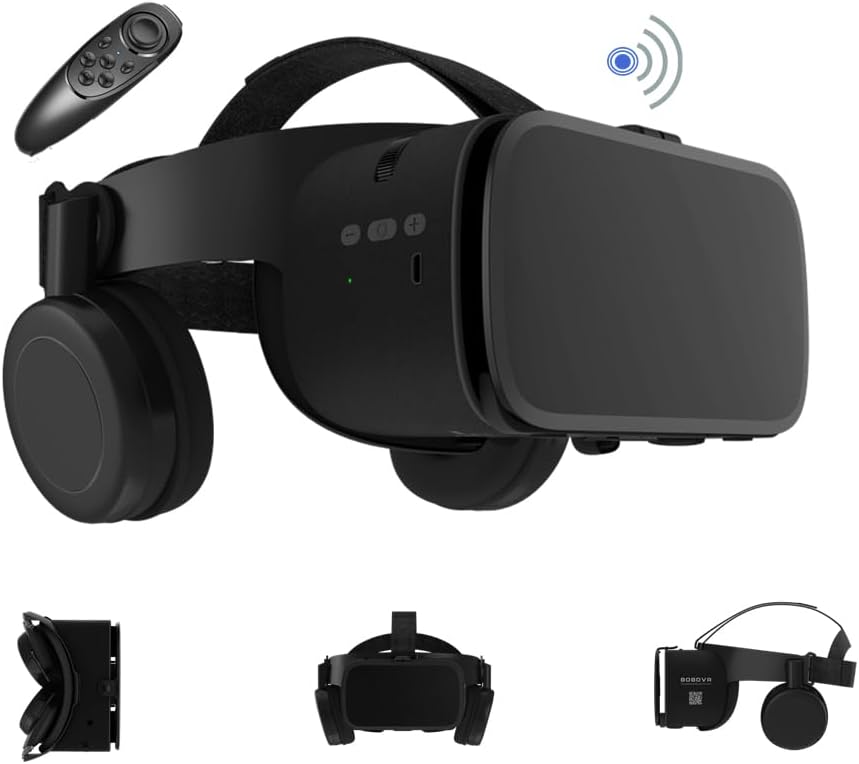 Lentes 3D de realidad virtual (VR) para smartphones Google Cardboard, cascos de realidad virtual inalámbricos con Bluetooth y estéreo para Android, iOS, iPhone 12, 11 Pro Max, Mini X, XR, S8, 7, Samsung (4.7-6.2 pulgadas) 