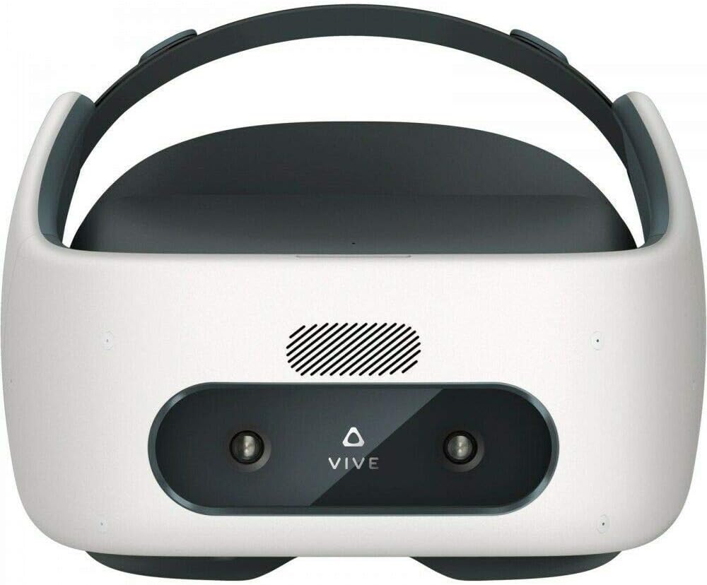 Vive Pro Focus Plus 6DOF VR Headset Bundle - Almond White with Controllers, Face Cushion, QC 3.0 Charger & USB Type-C Cable