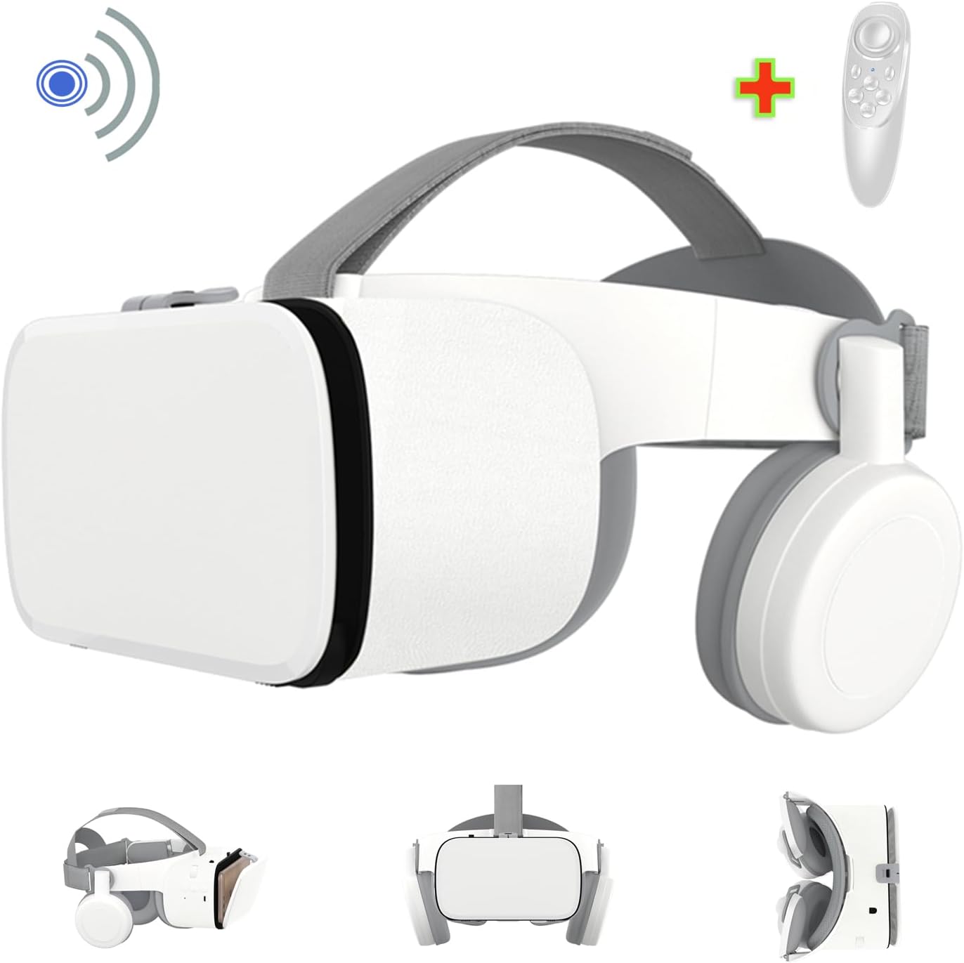 Lentes 3D de realidad virtual (VR) para smartphones Google Cardboard, cascos de realidad virtual inalámbricos con Bluetooth y estéreo para Android, iOS, iPhone 12, 11 Pro Max, Mini X, XR, S8, 7, Samsung (4.7-6.2 pulgadas) 
