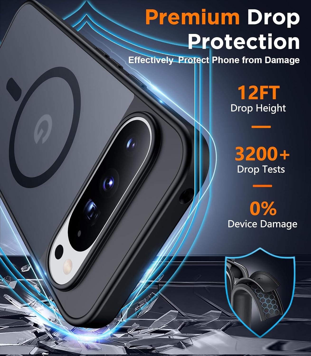 Funda magnética para Google Pixel 10/Pixel 10 Pro, protección contra caídas de grado militar, delgada, translúcida, mate, a prueba de golpes y antihuellas, para Pixel 10/10 Pro, color negro